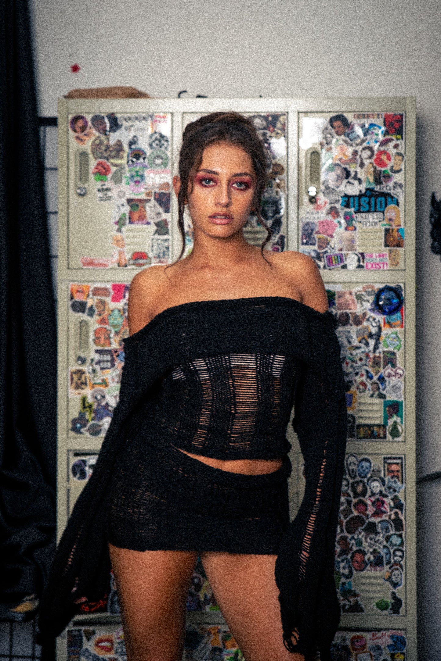Distressed Off The Shoulder Set